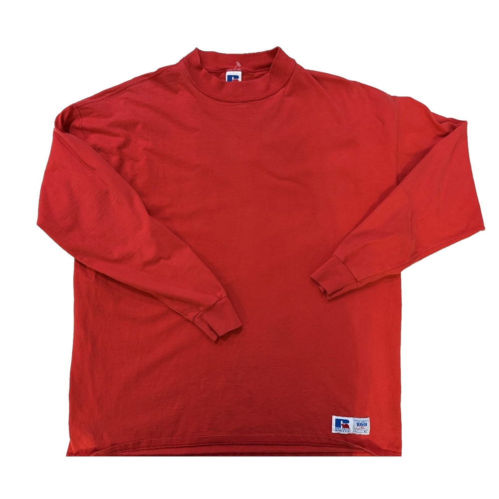 Vintage 90s Russell Athletic Shirt Mens XL Red Long Sleeve Crewneck Made USA